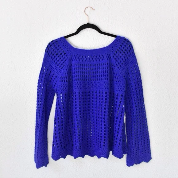 Ya Los Angeles Blue Open Knit Sweater - Picture 3 of 14
